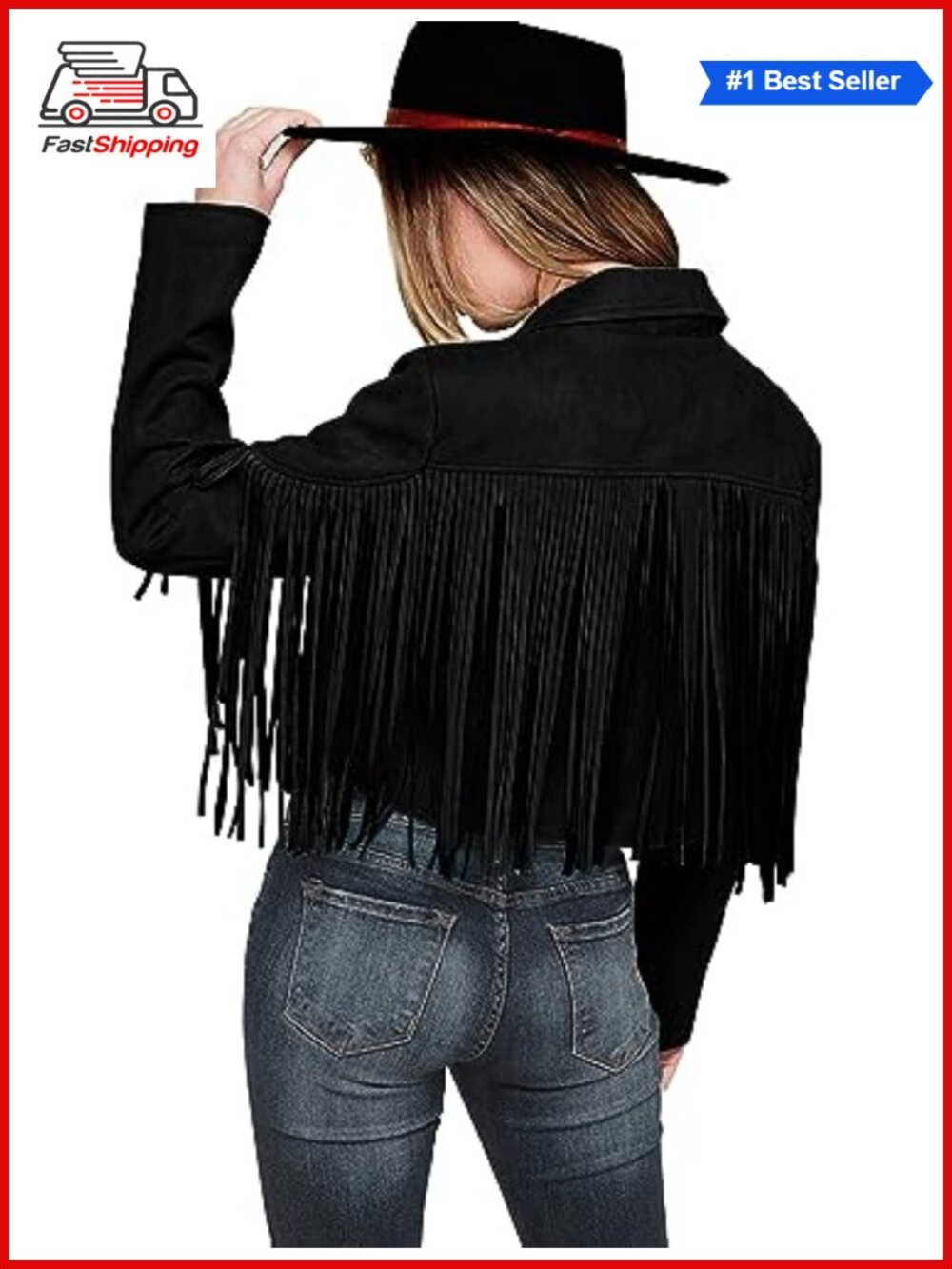 ✨PRETTYGARDEN Women's Fringe Faux Suede Leather Jacket Cropped Moto Biker Coat